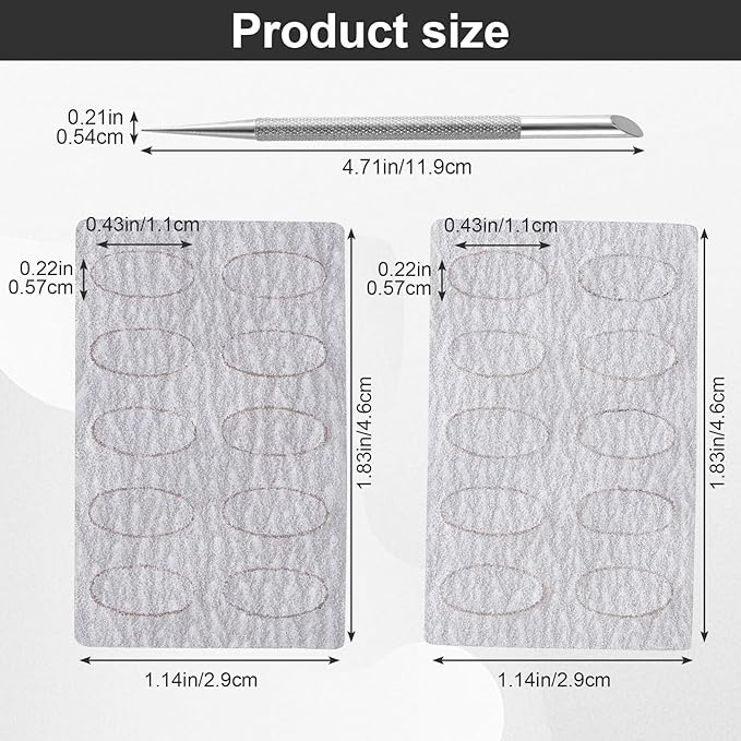 HINZIC Stainless Steel Nail Cuticle Pusher Tools Dual Ended Cuticle Remover Self-Adhesive 240/180 Grit Sandpaper Sheets Nail Care Replacement for Women Girls