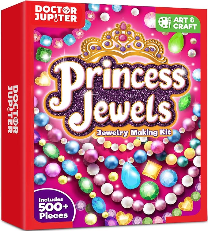 Doctor Jupiter Jewelry Making Kit for Kids Ages 6+ | Arts & Crafts for 6-8-12 Year Olds | Charm Bracelets, Necklace Making Kit, Princess Toys for Girls | Christmas Gift Ideas