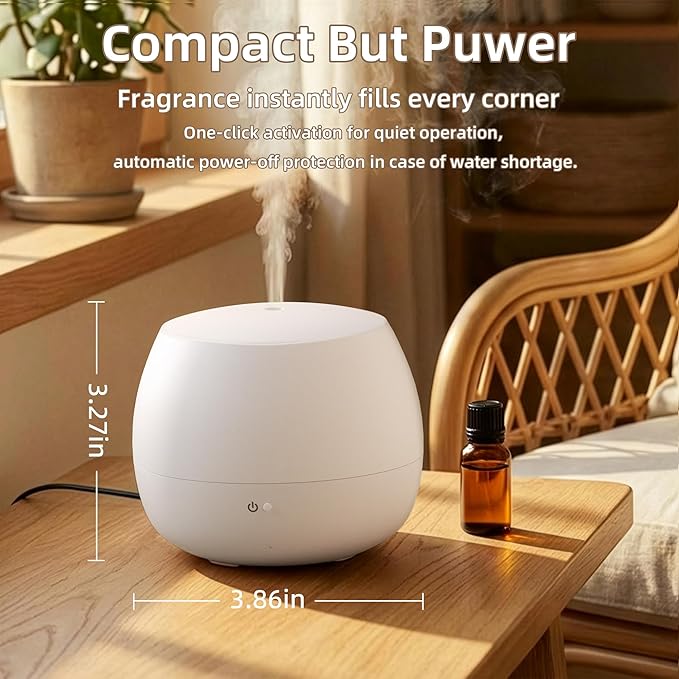 Humidifiers for Bedroom,Quiet Cool Mist Humidifier for Baby,Small Essential Oil Diffuser with Auto-Off Function, Ultrasonic Air humidifier for Plants/Home/Nursery/Office,Home Scent Diffuser (White)
