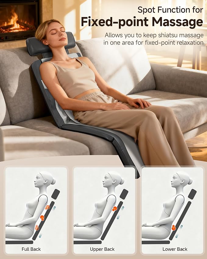 Snailax Shiatsu Back Massage Mat with Heat, Vibration Full Body Massage Mat for Sofa, Recliner,Bed, Deep Kneading Back Massage Pad with Foldable & Flexible Pillow, Mother's Day Gifts for Women Wife