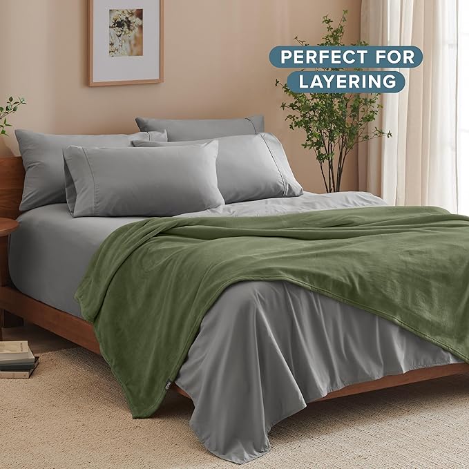 Bare Home Fleece Blanket - King Size - Ultra-Soft Lightweight for Bed, Sofa, and Couch - Luxury Microplush - Cozy Warm Blanket (King, Cypress)