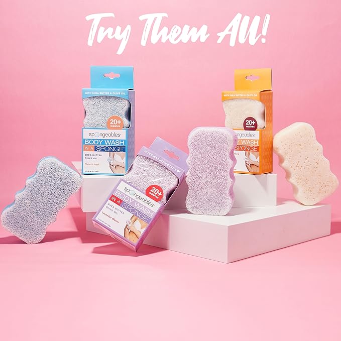 Spongeables Body Wash in a 20+ Wash Sponge, Cool Cucumber, 3 Count