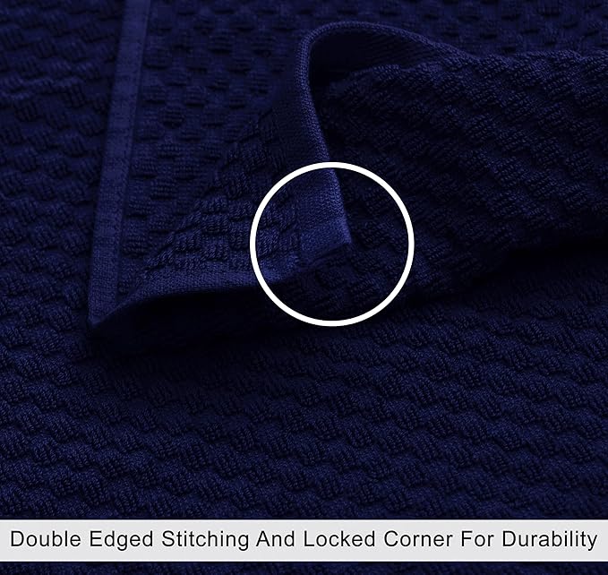 COTTON CRAFT Waffle Bath Towel - Set of 4 Luxurious Euro Spa Waffle Weave Towels - 100% Ringspun Cotton - Super Absorbent Quick Dry Bath Shower Towels - Oversized 30 inches x 56 inches - Navy