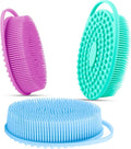 3 Pack Silicone Body Scrubber, Silicone Loofah Exfoliating Body Scrubber, Soft Silicones Body Brush Bath Shower Scrubber for Body, 2 in 1 Bath and Shampoo Wash Brush for Skin Exfoliation Men Women