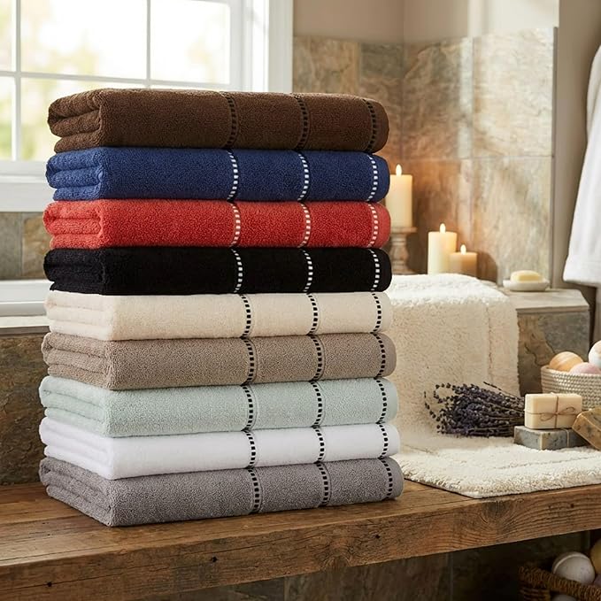 Lavish Home 6 Piece Bathroom Towels Set - 525GSM 100% Cotton Bathroom Essentials - 2 Bath Sheets, 2 Hand Towels, and 2 Wash Cloths for Bath, Shower, Gym, Spa, and Dorm Room (Taupe)