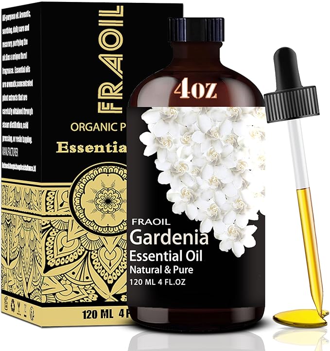Gardenia Essential Oil, Gardenia Oil 4 Fl Oz 120ML for Diffuser Humidifier Yoga Cleaning DIY Candle Soap Making Perfume Gift for Women Essential Oils FRAOIL (Gardenia 4 Fl Oz (Pack of 1))