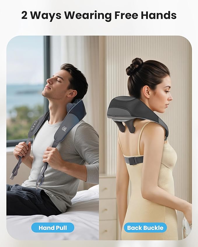 CILI Cordless Neck Massager with Heat, 4D Shiatsu Shoulder Back Deep Tissue, Neck Back Massager Pillow, Wider Massage Head & More Heating Area