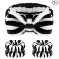 Hanaive 3 Pcs Spa Headband and Wristbands Set for Washing Face Makeup Skincare Hair Band Skin Care Accessories Tools for Women Gifts(Dark Stripes)