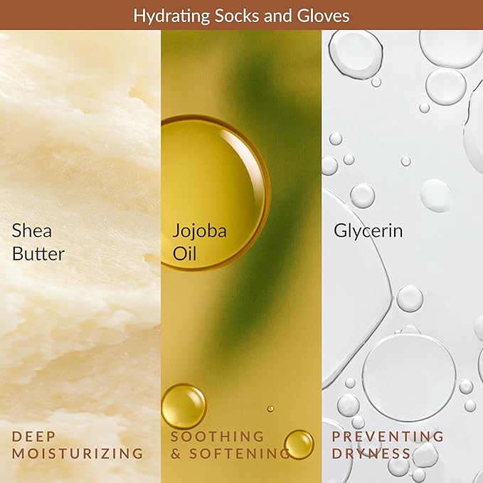 Epielle Hydrating Hand & Foot Masks, Relieve and Soften Dry, Overworked Skin, Self Care Gifts for Women, Spa Kit, Mothers Day Gifts, 6 Moisturizing Gloves & 6 Moisturizing Socks