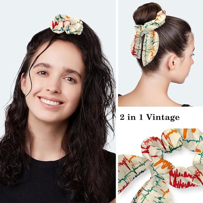 Women Working Cap with Buttons Bouffant Hat Autumn Leaves Nurse Scrub Caps Long Hair