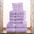 Superior Egyptian Cotton Pile 10 Piece Towel Set, Includes 2 Bath, 4 Hand, 4 Face Towels/ Washcloths, Ultra Soft Luxury Towels, Thick Plush Essentials, Guest Bath, Spa, Hotel Bathroom, Purple