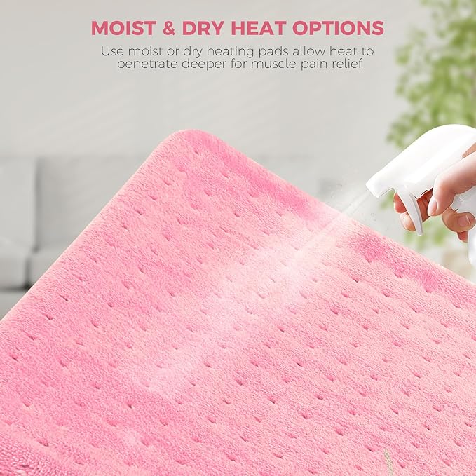 NOWWISH Heating Pad for Back Pain Relief & Period Cramps, 33x17 Inches Large Electric Heating Pad with 10 Heat Settings, Timer & Auto Shut-Off, Machine Washable, Mothers Day Gifts for Mom Women, Pink