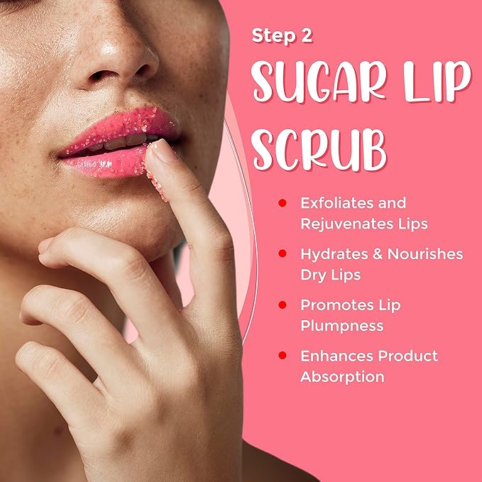 6-in-1 Lip Care Kit With Lip Sleeping Mask, Silicone Brush, Sugar Lip Scrub, Lip Mask Sheet to Reveal Luscious, Lip Exfoliator Scrub to Soft Lips – Korean Lip Therapy Set for a Fuller