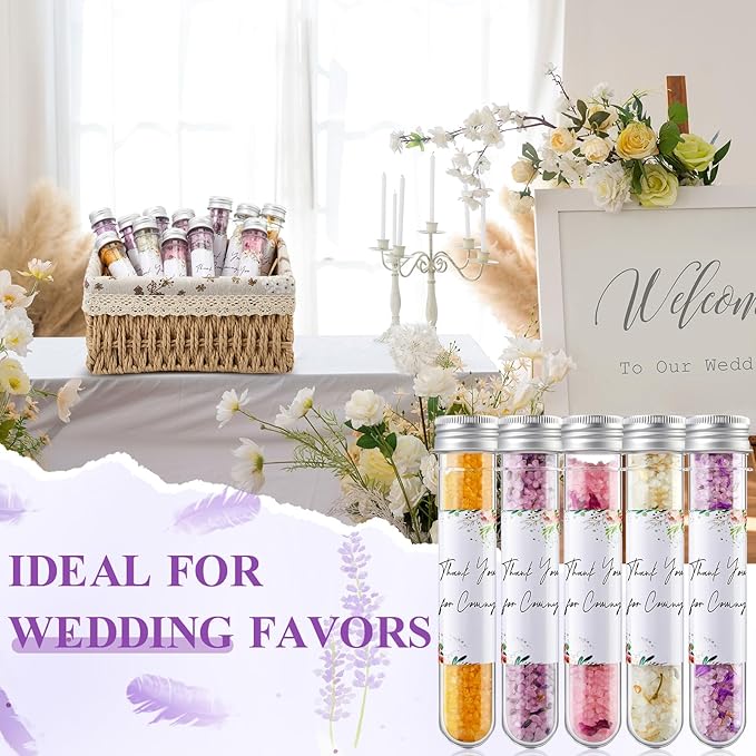 12 Pcs Aromatherapy Bath Salts Test Tube Bath Salts for Women Relaxing Spa Gifts Set for Wedding Christmas Birthday Baptism Party Favors (Floral)