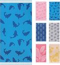 Genovega Oversized Cotton Turkish Beach Towels 72"x36" Lightweight Quick Dry Sandless Pool Swim Towel Large No Sand Compact Blanket Adult Travel Essentials Cruise Accessories Must Haves Blue Whale