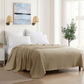100% Fine Cotton Luxurious Basket Weave Blanket, Taupe, Queen Size (Pack of 6)