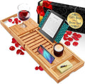 SereneLife Premium Bathtub Tray Caddy with Gift Box and Bow Set, Expandable Bath Tray, Unique House Warming Gifts for Mom, Women, Wedding, Anniversary, Bridal Shower, Fit for All Tub - Classic