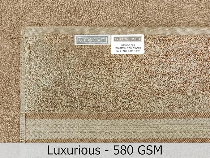 COTTON CRAFT Ultra Soft Hand Towels - 6 Pack - 16x28-100% Cotton Face Towel Set - Absorbent Quick Dry Everyday Luxury Hotel Bathroom Kitchen Spa Gym Shower Pool Camp Travel Picnic - 580 GSM - Linen