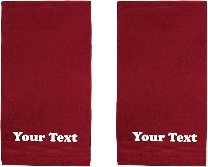 Personalize Your Towels with Custom Embroidery: Names, Monograms, and Initials. Perfect for Bathroom, Spa, Gym, Shower, Kids, Adults, Pool, Travel, Gifts, 2-Piece Bath Towels Set - Burgundy