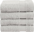 Cotton Paradise 100% Cotton Turkish Washcloth Set for Bathroom, 4 Piece Soft Absorbent Small Towels Wash Rags, Silver Grey