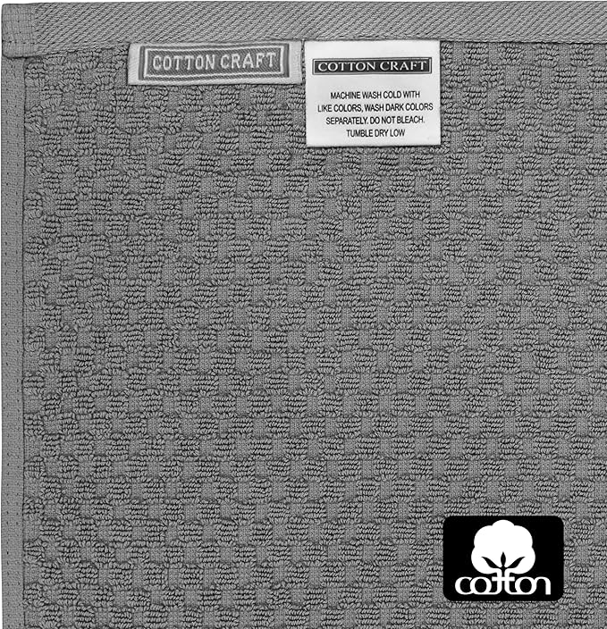 COTTON CRAFT Hooded Bath Towel – Oversized 35 x 70 Waffle Weave Towel with Hood for Adults - 100% Ringspun Cotton Pool Bath Sheet Wrap with Hood - Soft Super Absorbent Quick Dry – 450 GSM – Grey