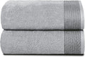 Belizzi Home Ultra Soft 2 Pack Oversized Bath Towel Set 28x55 inches, 100% Cotton Large Bath Towels, Ultra Absorbant Compact Quickdry & Lightweight Towel, Ideal for Gym Travel Camp Pool - Light Grey
