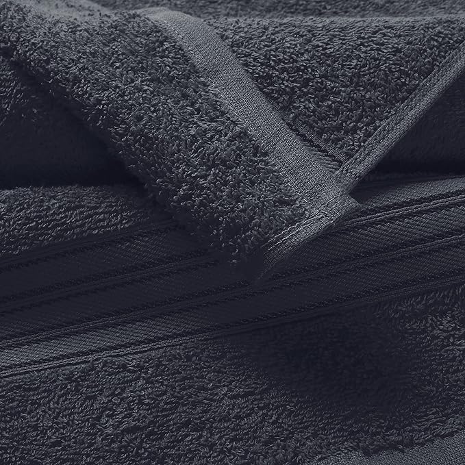 BOUTIQUO Cotton 2 Pack Bath Towel Set 28x55, Eco-Friendly Large Bath Towels, Compact Quickdry Lightweight Soft & Highly Absorbent Bath Towel, Ideal for Everyday Gym Travel Camp Pool - Charcoal Grey