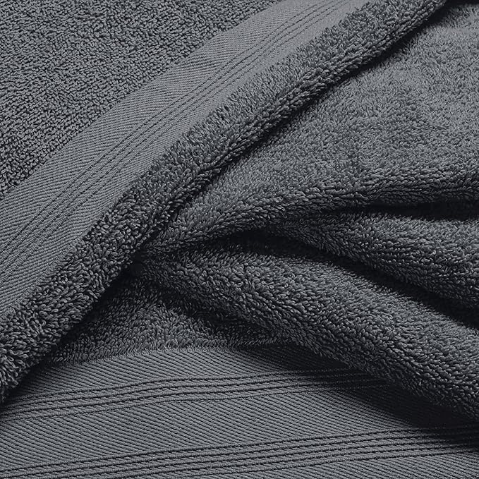 Ultra Soft 3 Pack Cotton Towel Set, Contains a Bath Towels 28x55 inch, a Hand Towels 16x24 inch & a Wash Coths 12x12 inch, Ideal Everyday use, Compact & Lightweight - Charcoal Grey