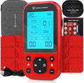 NEOCARBON TENS Unit Muscle Stimulator Pro for Back Pain Relief, Shoulder Recovery and Physical Therapy, Electronic EMS Massager Machine with PMS Pulse for Effective Shock Therapy, Red
