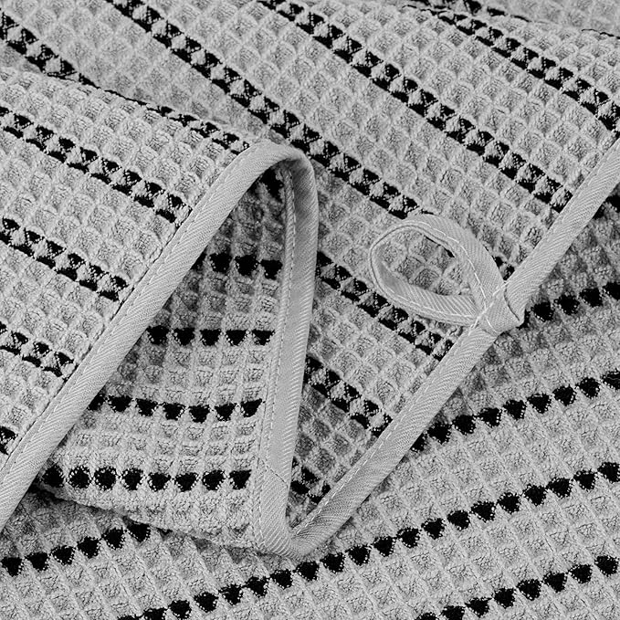 POLYTE 430 GSM Microfiber Oversize Quick Dry Lint Free Bath Towel, 60 x 30 in, 4 Pack (Waffle Weave)