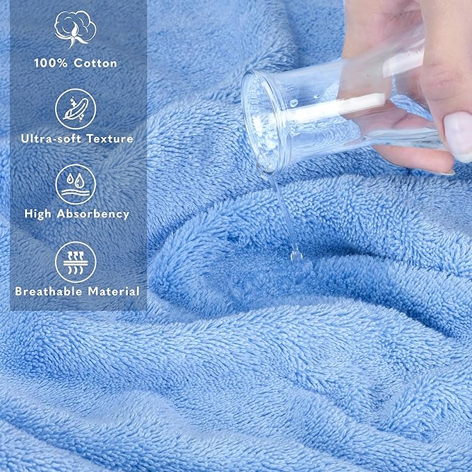 American Soft Linen 100% Cotton 600 GSM Turkish 40x80 Oversized Bath Towel Sheet, Extra Large Adult Towels for Bathroom, Sky Blue Bath Sheet