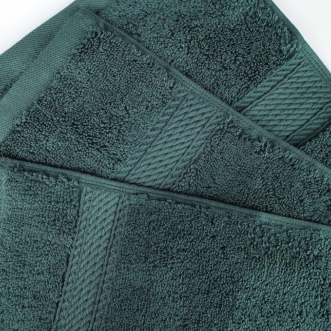 SUPERIOR Egyptian Cotton Pile 8 Piece Towel Set, Includes 2 Bath, 2 Hand, 4 Face Towels/Washcloths, Ultra Soft Luxury Towels, Thick Plush Essentials, Guest Bath, Spa, Hotel Bathroom, Teal