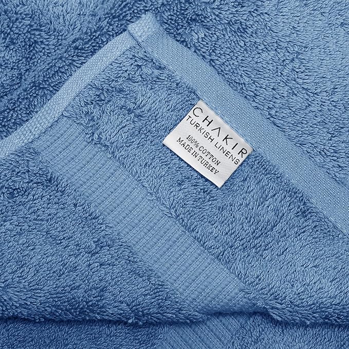 Chakir Turkish Linens 100% Cotton Premium Turkish Towels for Bathroom, 2 Large Bath Towels 36x60, 2 Hand Towels, 2 Washcloths (6-Piece Towel Set, Wedgewood)