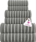 CASA COPENHAGEN Ecstatic 6 Pieces Towel Set- Pine Grey, 600 GSM 2 Bath Towel 2 Hand Towel 2 Washcloth, Designed in Denmark Made of Soft Egyptian Cotton for Bathroom, Kitchen & Shower