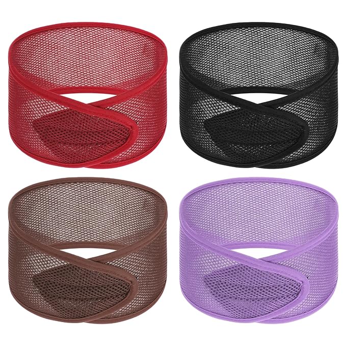 CIATBYYJ 4Pcs Mesh Hair Wraps, Thicker Soft Head Wraps for Black Women, Adjustable Stretchable Wrap Cap for Women Long Short Hair, Non-slip Washable Mesh Hairs Wrap for Makeup Washing Sleeping Spa