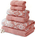 Modern Threads Charlize 6-Piece 100% Cotton Towel Set – Reversible Yarn Dyed Jacquard & Solid – Includes 2 Bath Towels, 2 Hand Towels, 2 Washcloths – Absorbent, Quick Dry, Soft & Durable – Clay