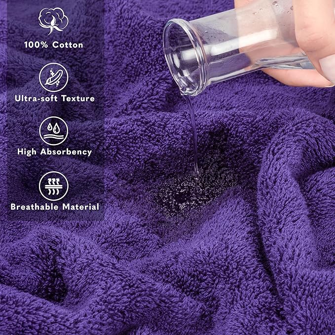 American Soft Linen 100% Cotton 600 GSM Turkish 40x80 Oversized Bath Towel Sheet, Extra Large Adult Towels for Bathroom, Purple Bath Sheet