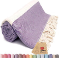 Bazaar Anatolia Turkish Beach Towel – 100% Cotton, Quick Dry, Sand Free Towel for Bathroom, Camping, Travel – Oversized 71x39 Inches – Diamond Purple