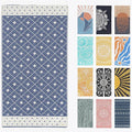 FESHKA Sand Free Turkish Beach Towel (37 x 67) Quick Dry Bath Towel, Oversized Beach Blanket, Lightweight for Travel - Made with 100% Organic Turkish Cotton - Medor (Denim)