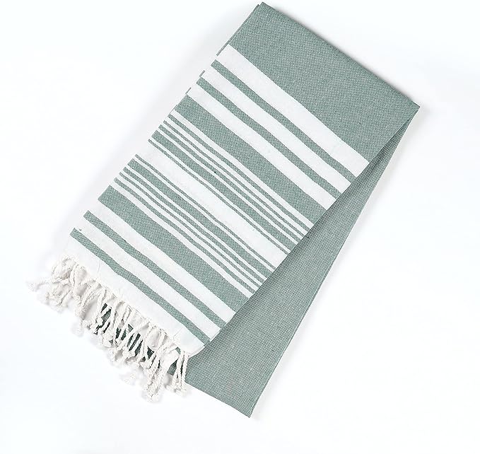 Goroly Home Cotton Turkish Peshtemal Beach Towel, Extra Large, Thin Quick Dry Sand Free Pool & Swim Towel, Bathing Blanket, Travel Essentials, (Pista Green, 36x71 Inches)