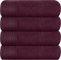 GLAMBURG Ultra Soft 4 Pack Oversized Bath Towel Set 27x54 inches, 100% Cotton Bath Towels, Highly Absorbant Compact Quickdry & Lightweight Towel, Ideal for Gym Travel Camp Pool - Burgundy