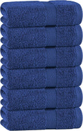 White Classic Navy Hand Towels for Bathroom [6 Pack] Cotton Hand Towel Bulk for Gym, Kitchen and Spa, 16x27 Inches Soft Highly Absorbent Quick Dry Terry Salon Towels