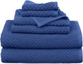 COTTON CRAFT Waffle 6 Piece Towel Set - 100% Cotton - 2 Oversized Luxury Euro Spa Waffle Weave Large Bath Towels, 2 Hand Towels, 2 Washcloths - Absorbent Quick Dry Hotel Bathroom Shower Pool - Blue