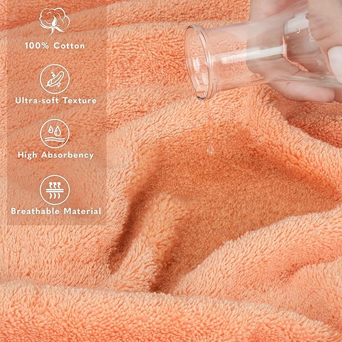 American Soft Linen 100% Cotton 600 GSM Turkish 40x80 Oversized Bath Towel Sheet, Extra Large Adult Towels for Bathroom, Malibu Peach Bath Sheet