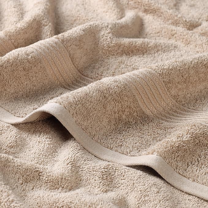 Superior Egyptian Cotton 4-Piece Bath Towel Set for Shower, Bath, Spa, Resort, Hotel, Soft Body Towels, Airbnb Essentials, Apartment, Dorm, Quick Dry, Absorbent, Bathroom Basics, Taupe