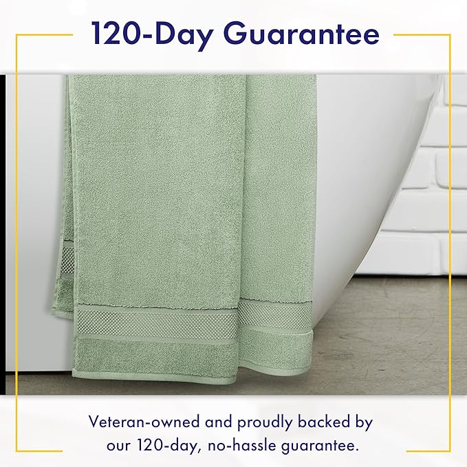 Alusa Home 100% Organic Luxury Bath Sheets - GOTS Certified - Extra Large 35x70 Inches (Pack of 2) Zero-Twist, Long-Staple Cotton Bath Sheet Set (Eucalyptus Green)