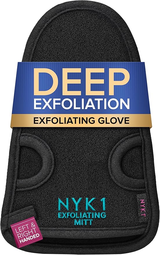 DEEP Exfoliation Body Exfoliating Glove for Dead Skin Removal (1 Glove) NYK1 Exfolimitt Exfoliating Mitt for Smooth, Healthy & Glowing Skin - Washable, Quick-Drying & Gentle On Skin