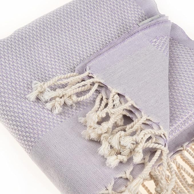 Beach Towel | Cotton Beach Towels, Easy to Carry, Sand Free, Highly Absorbent, Quick Dry, Turkish Towels for Travel Camping Bath Sauna Beach Gym Pool Yoga SPA by Lahammam, Akasya, Lilac