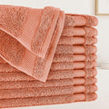 BIOWEAVES 100% Organic Cotton 700 GSM Plush Premium Washcloths 13" x 13" GOTS Certified, Face Towels Perfect for Home & Bathroom - Burnt Orange, Pack of 12