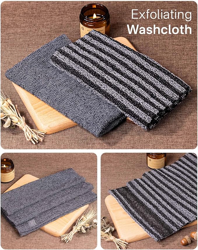 Yiclick Exfoliating Washcloth Towel - Exfoliating Body Scrubber, Back Scrubber for Shower, Loofah Sponge Wash Cloth, Korean Japanese & African Net Sponge Rag, Exfoliator Washer for Use in Shower Bath